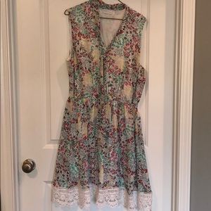 Floral NY&Co. Lace Trimmed Dress